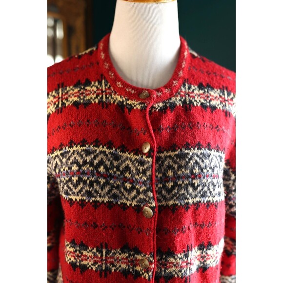 Vintage Hunt Club Button Down Sweater Cardigan Fair Isle Wool Blend Cottage L - Picture 3 of 12